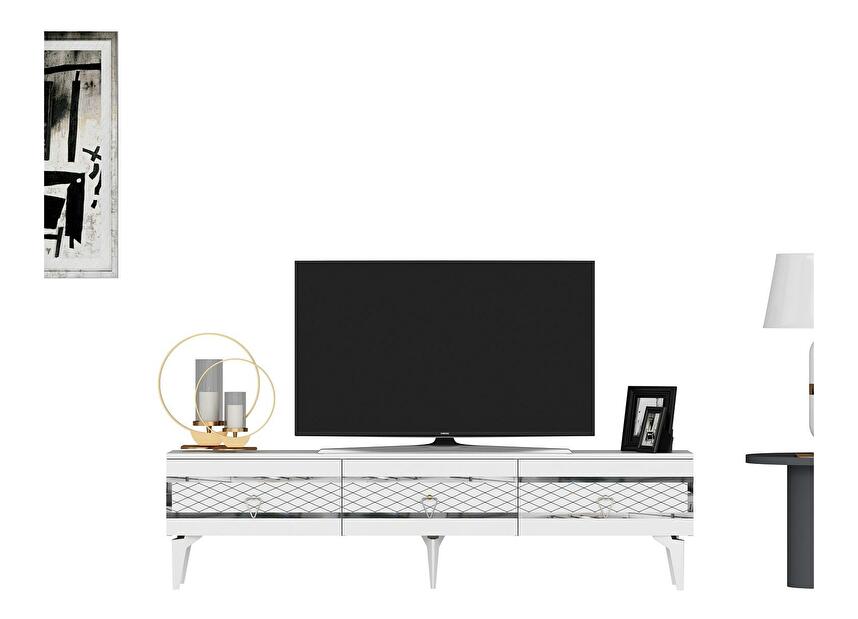  TV stolek/skříňka Vadiki 2 (bílá + stříbrná)