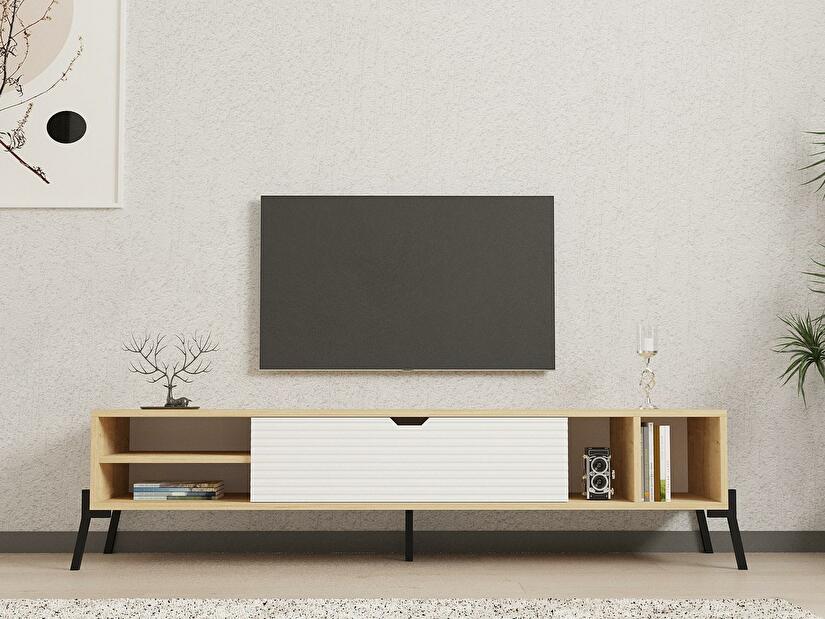  TV stolek/skříňka Nusave (dub safírový + bílá)