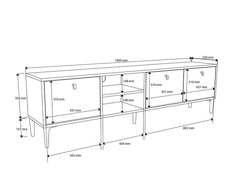  TV stolek/skříňka Totime 3 (bílá + dub)