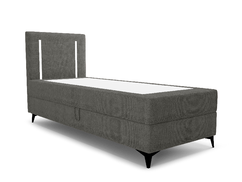 Jednolůžková postel 80 cm Ortega Comfort (tmavě šedá) (s roštem a matrací, bez úl. prostoru) (s LED osvětlením)
