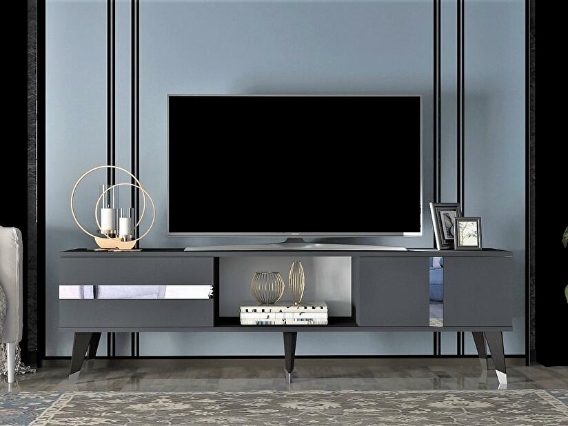  TV stolek/skříňka Vekika 2 (antracit + stříbrná)
