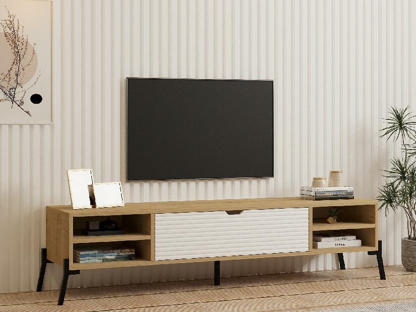  TV stolek/skříňka Motosu (dub safírový + bílá)