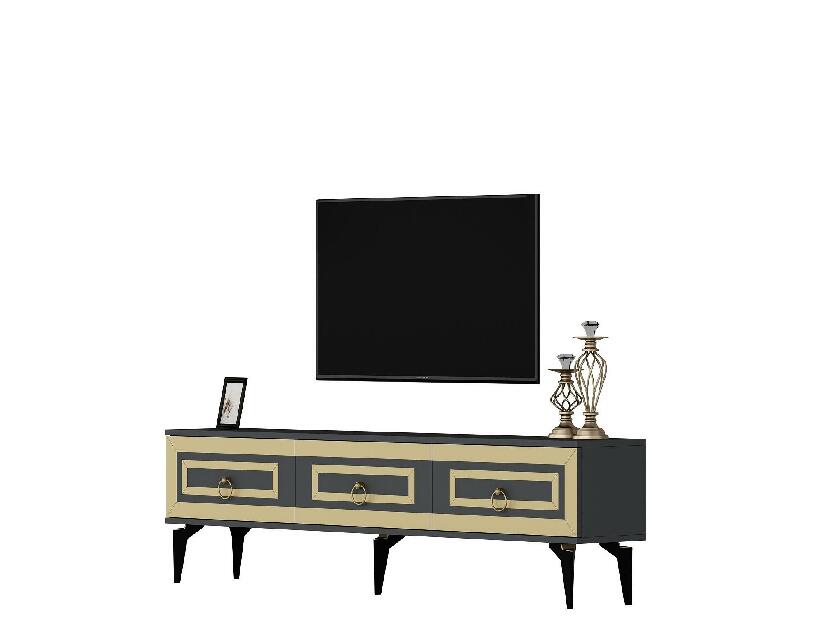  TV stolek/skříňka Pemava 2 (antracit + zlatá)