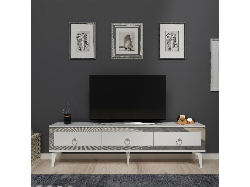 TV stolek/skříňka Muvuta 2 (bílá + stříbrná)
