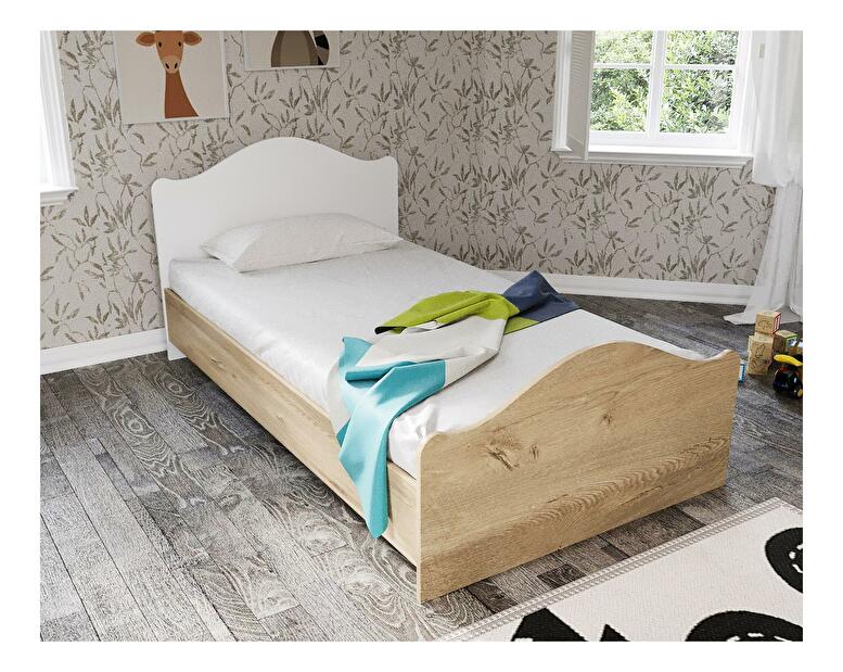 Jednolůžková postel 80 cm Bikavi 1 (dub + bílá) (s roštem)