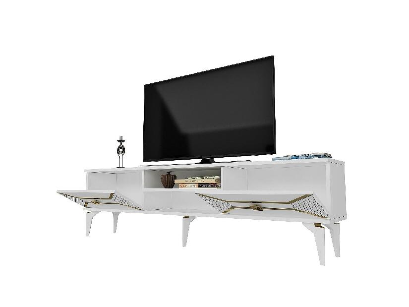 TV stolek/skříňka Velono (bílá + zlatá)