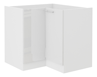 Rohová dolní kuchyňská skříňka Lavera 90 x 90 DN 2F BB (bílá + lesk bílý)