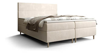 Manželská postel Boxspring 160 cm Flu (světlobéžová) (s matrací a úložným prostorem) *výprodej