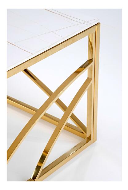 Konferenční stolek Un 3 (bílý mramor + zlatá)