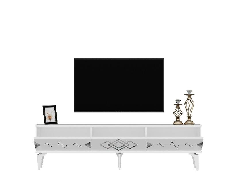  TV stolek/skříňka Vubuda (bílá + stříbrná)