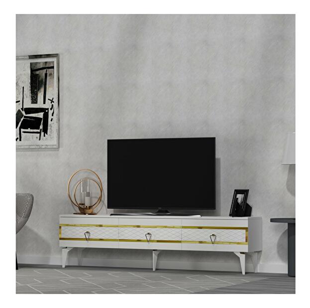  TV stolek/skříňka Vadiki 2 (bílá + zlatá)