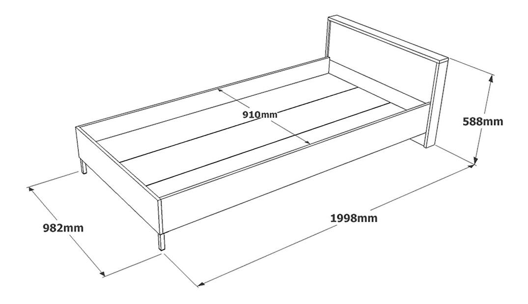 Jednolůžková postel 90 cm Pěnami 1 (hnědá + šedá) (s roštem)
