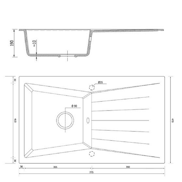 Kuchyňský dřez Ragod (béžová) (s 1 otvorem pro baterii) (L)