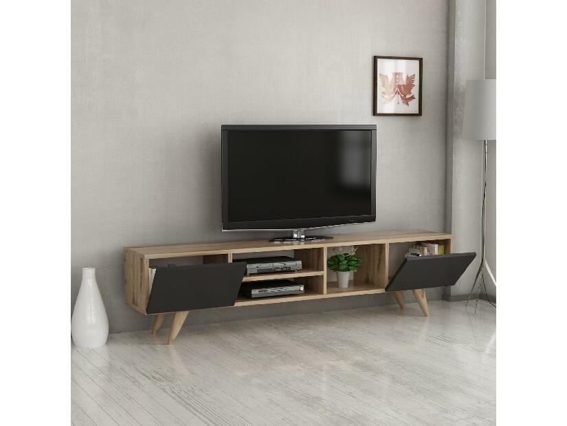  TV stolek/skříňka Bekupu (černá + dub)