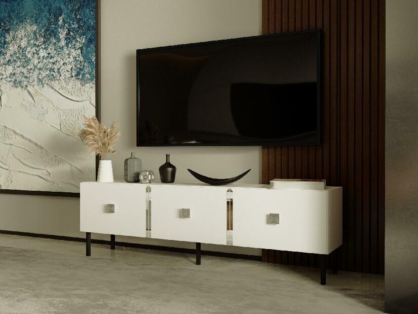  TV stolek/skříňka Sodole (bílá + stříbrná)