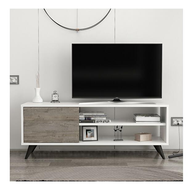  TV stolek/skříňka Dotave (bílá + tmavě šedá)