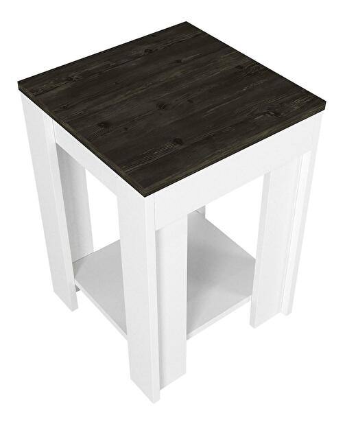 Příruční stolek Nobudi (bílá + tmavě hnědá)