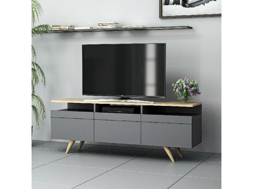  TV stolek/skříňka Vulema (antracit + dub)