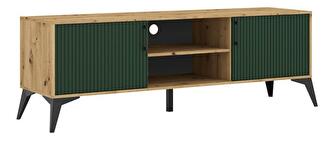 TV stolek/skříňka Luvonut LU1 (dub artisan + tmavě zelená + černá)