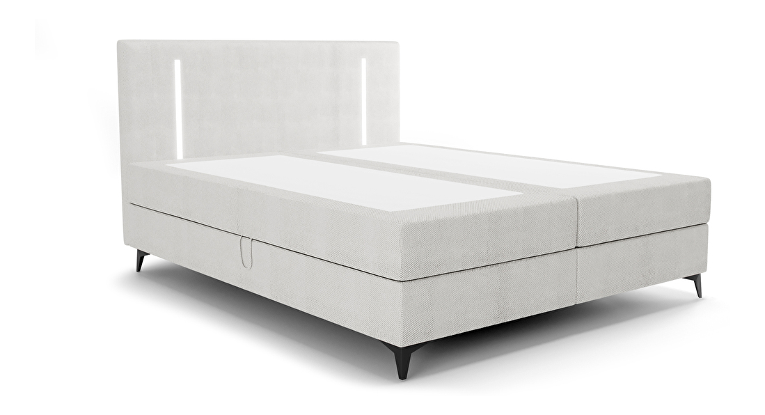 Manželská postel 140 cm Ortega Comfort (šedá) (s roštem a matrací, s úl. prostorem) (s LED osvětlením)