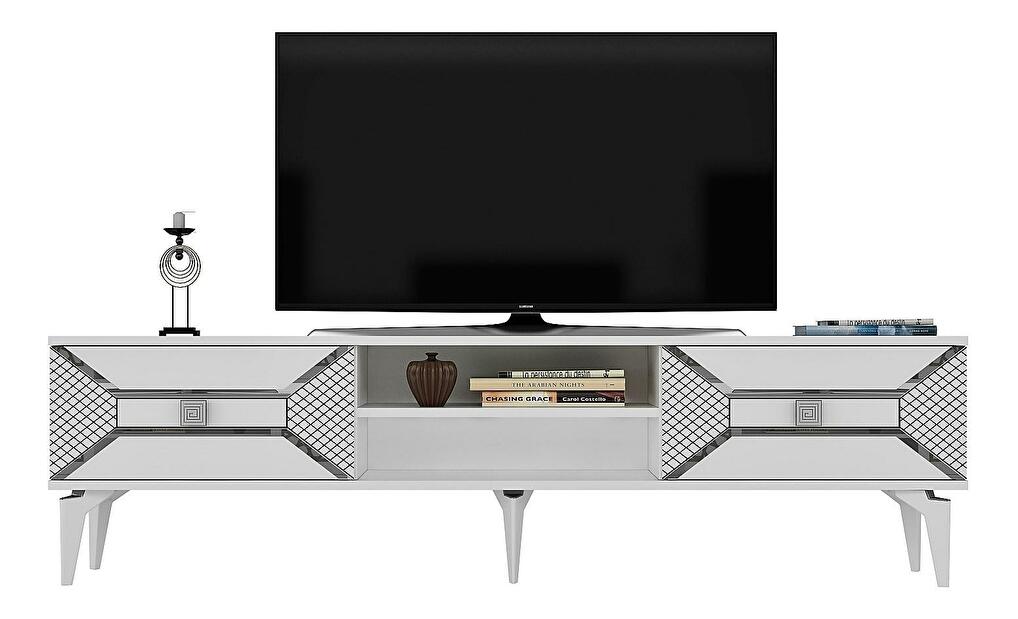  TV stolek/skříňka Velono (bílá + stříbrná)