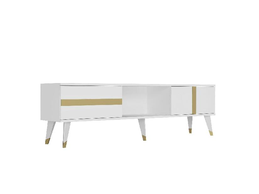 TV stolek/skříňka Vekika 2 (bílá + zlatá)