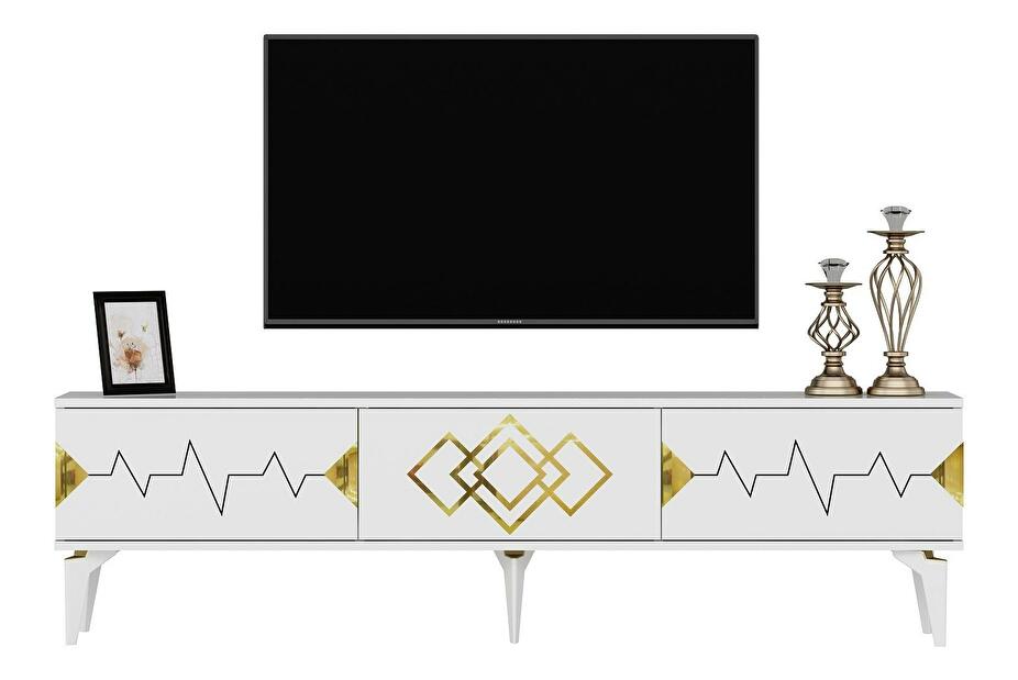 TV stolek/skříňka Vubuda (bílá + zlatá)