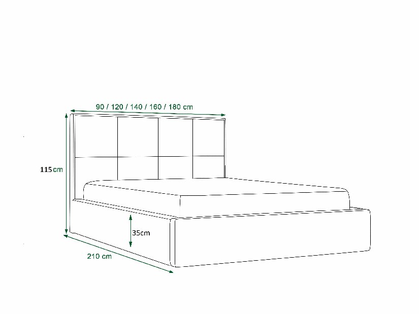Manželská postel 180 cm Hermila (tmavě šedá) (s roštem a úložným prostorem)