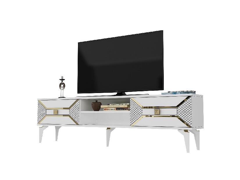  TV stolek/skříňka Velono (bílá + zlatá)