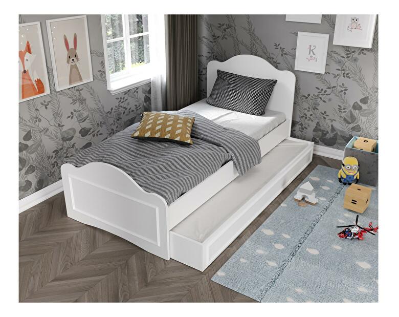 Jednolůžková postel 90 cm Povepu (bílá) (s roštem)