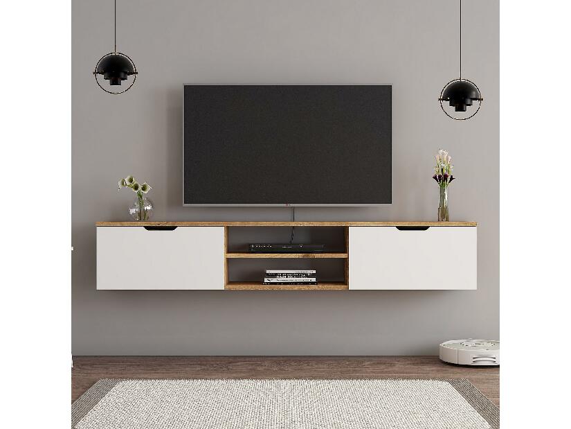  TV stolek/skříňka Lenive 2 (bílá + borovice atlantická)