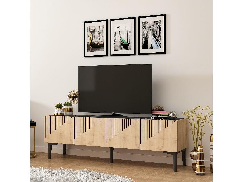  TV stolek/skříňka Tomune 4 (dub safírový + mramor černý)