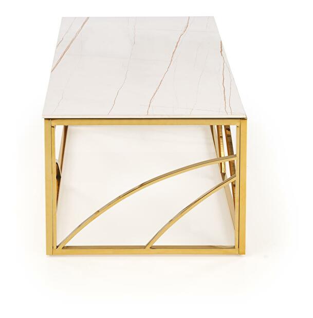 Konferenční stolek Un 3 (bílý mramor + zlatá)
