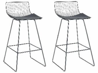 Set 2 ks barových židlí Fidelia (stříbrná)