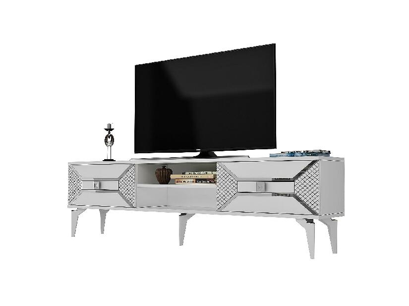  TV stolek/skříňka Velono (bílá + stříbrná)