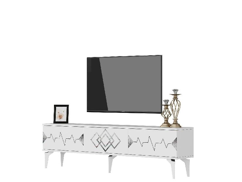  TV stolek/skříňka Vubuda (bílá + stříbrná)
