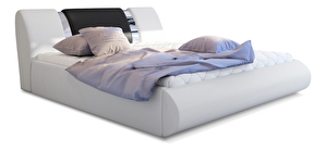 Manželská postel 180 cm Fabio (bílá + černá) (s roštem a úl. prostorem)