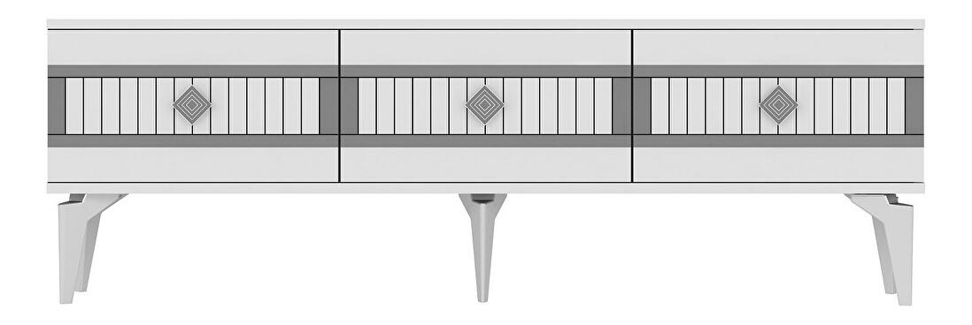  TV stolek/skříňka Kutevi 3 (bílá + stříbrná)