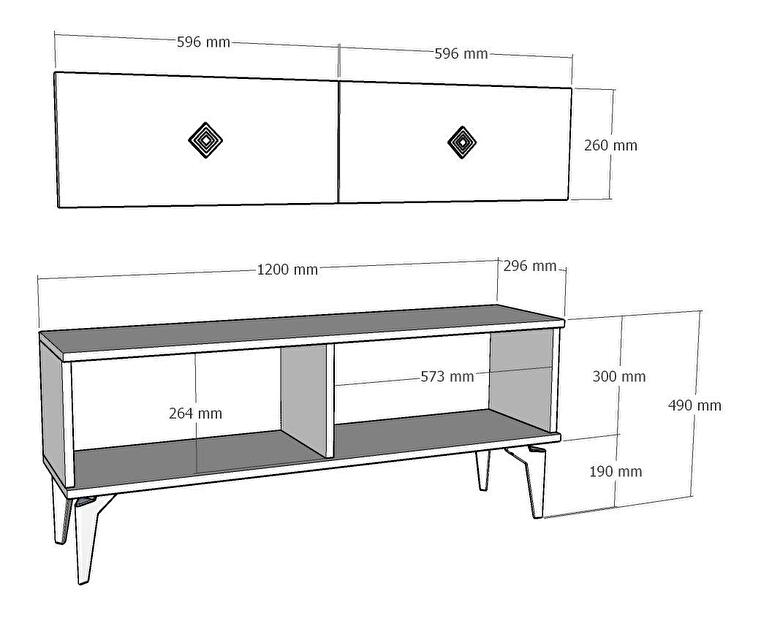  TV stolek/skříňka Mukanu (antracit + stříbrná)