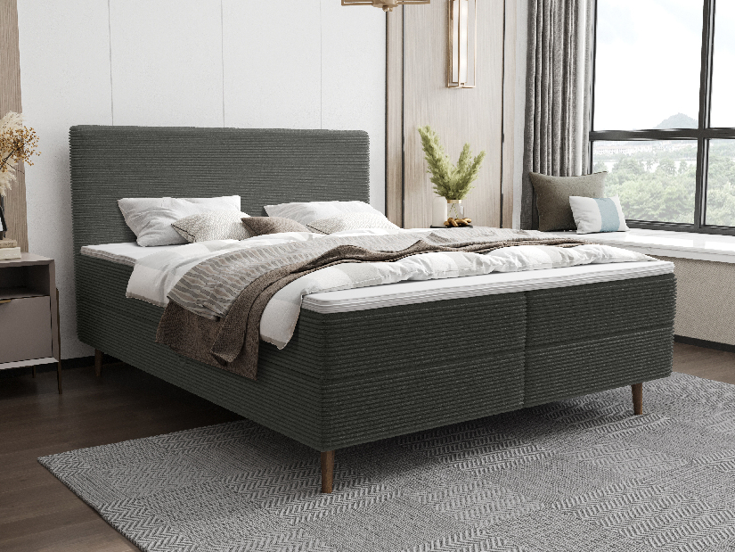 Jednolůžková postel 120 cm Napoli Comfort (tmavě zelená) (s roštem, s úl. prostorem)