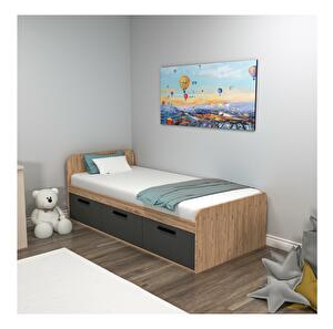 Jednolůžková postel 90 cm Pelavi 1 (borovice atlantická + antracit) (s roštem)
