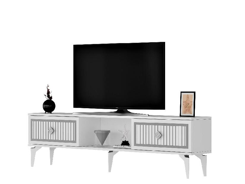  TV stolek/skříňka Kututa 2 (bílá + stříbrná)