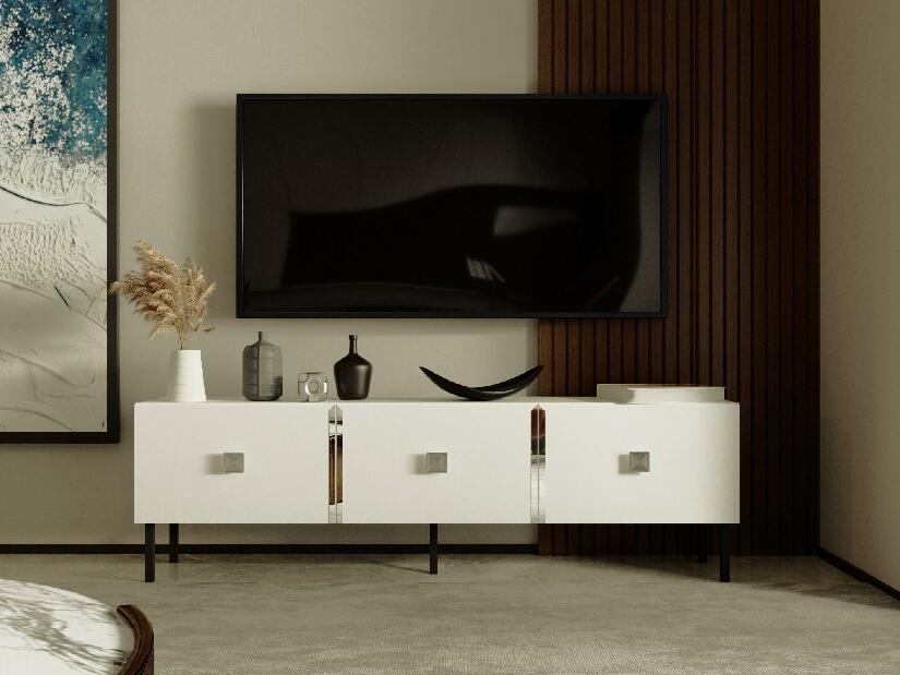  TV stolek/skříňka Sodole (bílá + stříbrná)