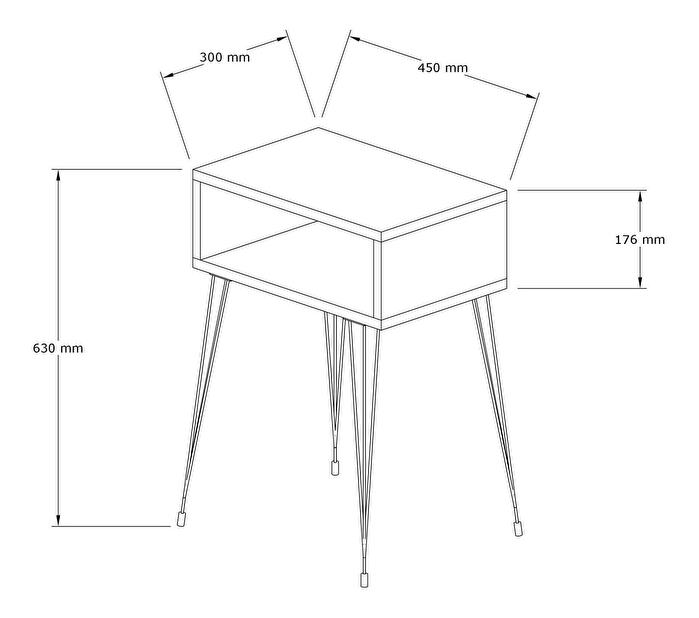 Noční stolek Kedapi 1 (dub + černá)