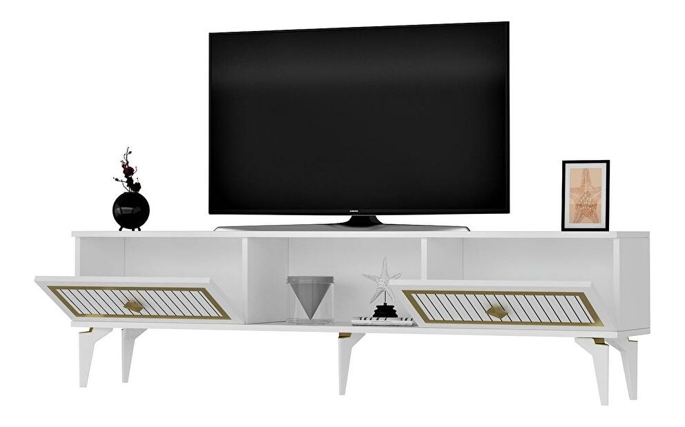  TV stolek/skříňka Kututa 2 (bílá + zlatá)