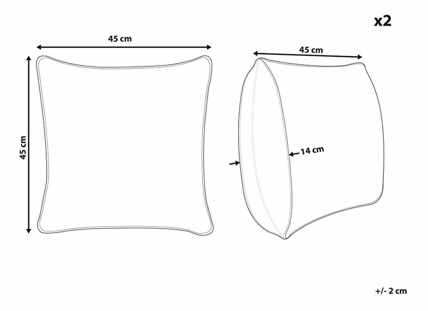 Sada 2 ozdobných polštářů 45 x 45 cm Oxa (béžová)