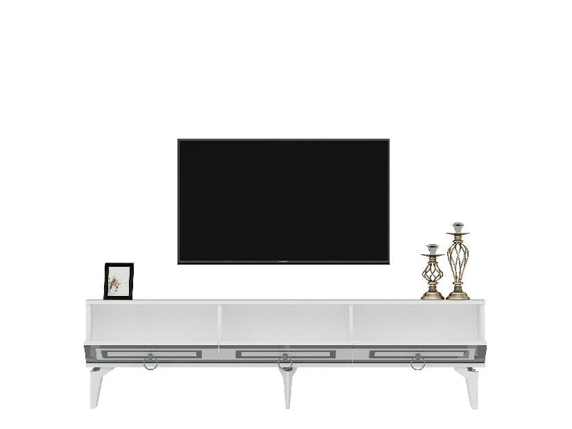  TV stolek/skříňka Pemava 2 (bílá + stříbrná)