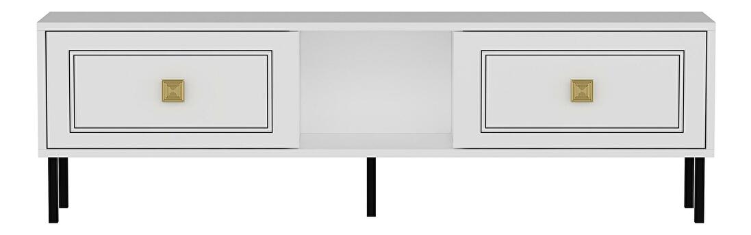  TV stolek/skříňka Nisiku (bílá + zlatá)