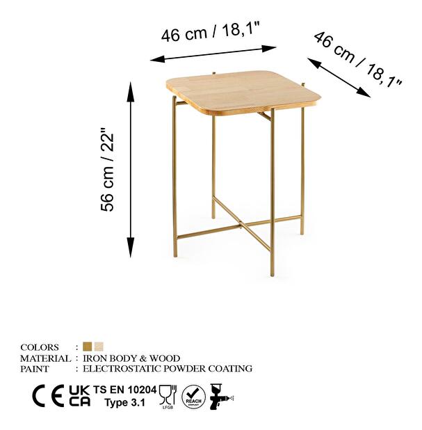  Konferenční stolek Museli 3 (přírodní + zlatá)