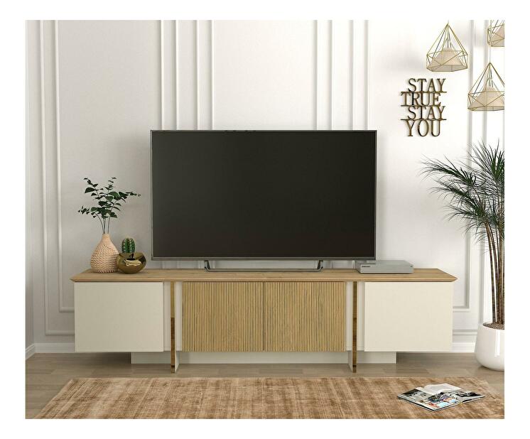  TV stolek/skříňka Butisu 2 (krémová + ořech)